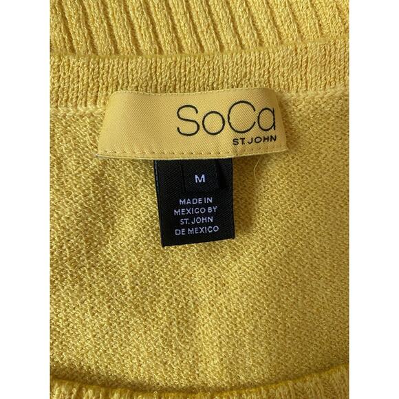 SoCa St John Santana Knit Shell Tank Top Sleeveless Yellow Ribbed Hem Bl… - Picture 6 of 6